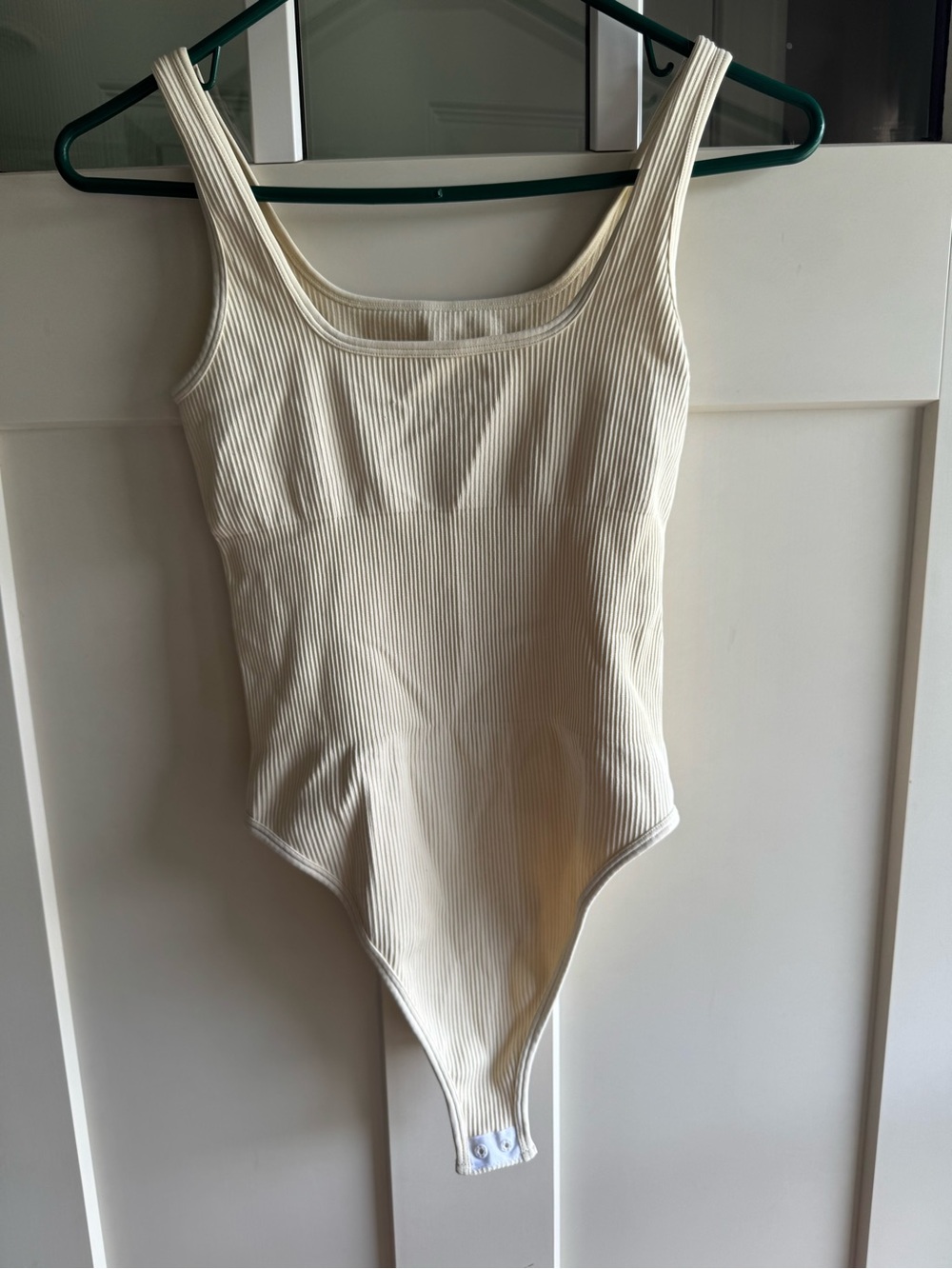 Cream Ribbed Tank Bodysuit - Picture 3 of 4